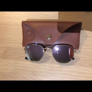 Ray ban rose gold hexagonal flat lenses